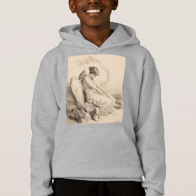 Christian angel sitta på en sten t shirt (Framsida)