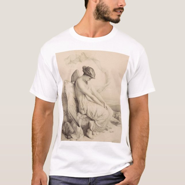Christian angel sitta på en sten t shirt (Framsida)