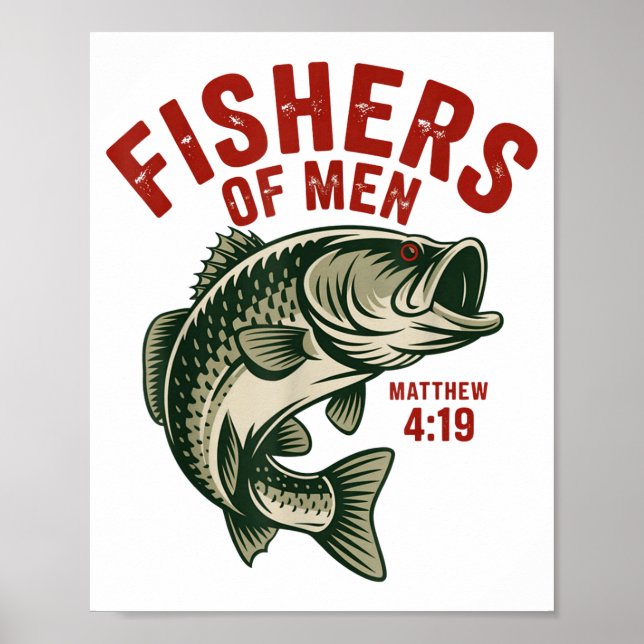 Christian Angler Fishers Of Men Matthew 4 19 Verse Poster (Framsidan)