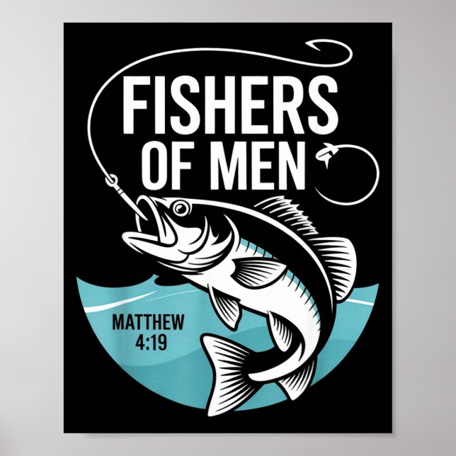 Christian Angler Fishers Of Men Matthew 4 19 Verse Poster (Framsidan)