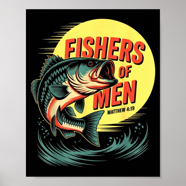 Christian Angler Fishers Of Men Matthew 4 19 Verse Poster (Framsidan)