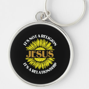 Christian är inte en religion Jesus Solros Rund Silverfärgad Nyckelring