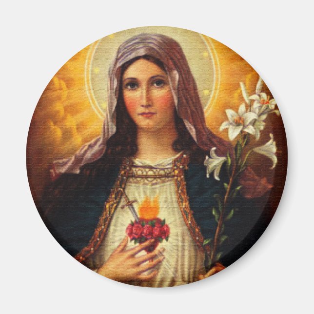 Christian Art av Helig Heart of Jesus and Mary Magnet (Framsidan)