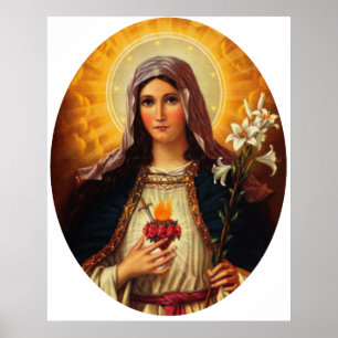 Christian Art av Helig Heart of Jesus and Mary Poster