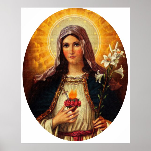 Christian Art av Helig Heart of Jesus and Mary Poster (Framsidan)