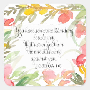 Christian Art Joshua 1:5 Fyrkantigt Klistermärke