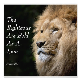 Christian Art - Lion - Proverbs 28:1 Fototryck