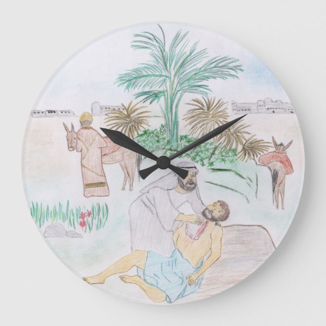 Christian Artwork the bra Samaritan Stor Klocka (Framsida)