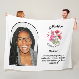 Christian AUGUST Birth Month Flower NAMN PHOTO Fleecefilt