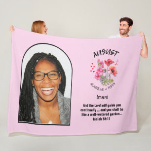 Christian AUGUST Birth Month Flower NAMN PHOTO Fleecefilt