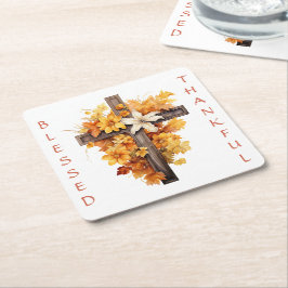 Christian Autumn Blommigt Kor Thanksgiving Underlägg Papper Kvadrat