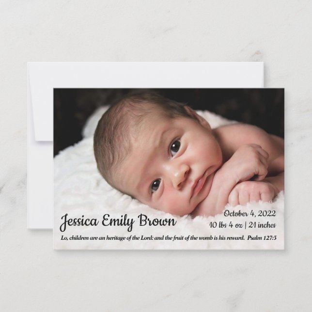 Christian Baby Birth Notice Meddelande (Framsida)