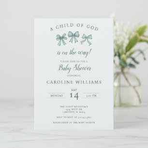 Christian Baby Coquette Bows Child of God Grönt Inbjudningar