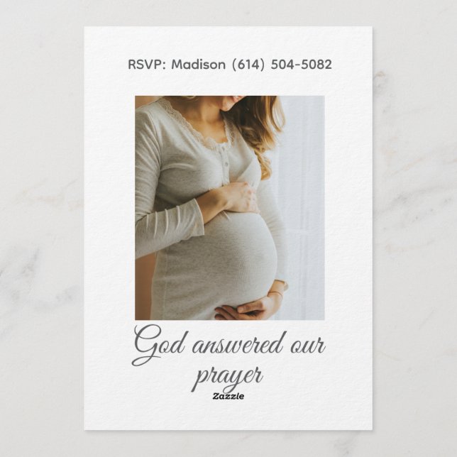 Christian Baby Girl Shower Personalized Text Photo Inbjudningar (Baksida)