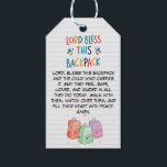 Christian Back to School Gift for Kids Presentetikett<br><div class="desc">Send your child off to school with a prayer and protection. This adorable “Lord Bless This Backpack” tag features colorful hand-drawn lettering, a cute red backpack illustration, and uplifting Christian vibes. Perfect for attaching to school bags, lunchboxes, or gift packages for the first day of school. Features: Inspirational blessing tag...</div>