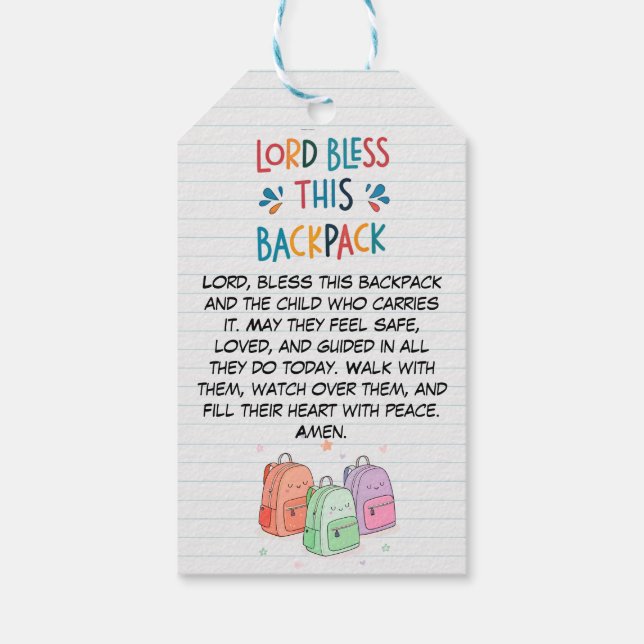 Christian Back to School Gift for Kids Presentetikett (Baksidan)