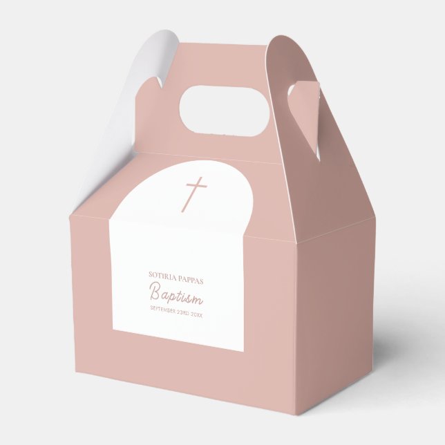 Christian Baptism Christening Girl Rosa Arch Presentaskar (Framsidan Sidan)