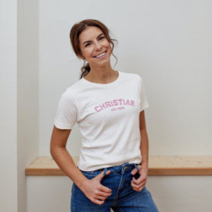 Christian Baptism Date Distress Typography T Shirt