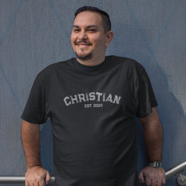 Christian Baptism Date Distress Typography T Shirt