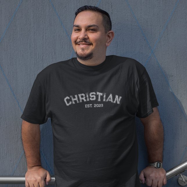 Christian Baptism Date Distress Typography T Shirt (Skapare uppladdad)