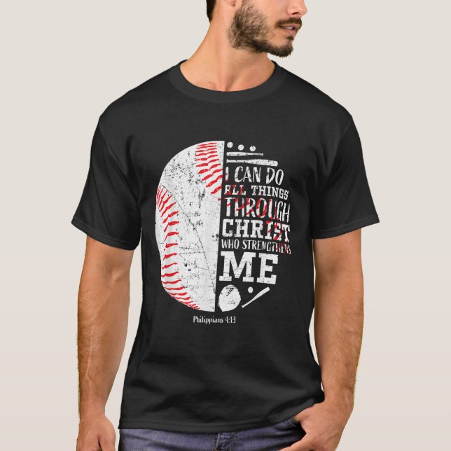 Christian Baseball Philipans 4_13 I Can Do All Thi T Shirt (Framsida)