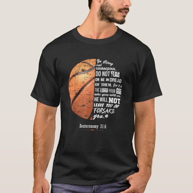 Christian Basketball Deuteronomy Bible Verse Faith T Shirt (Framsida)