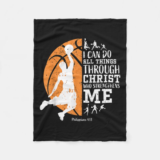 Christian Basketball I Can Do All Things Through C Fleecefilt (Framsidan)