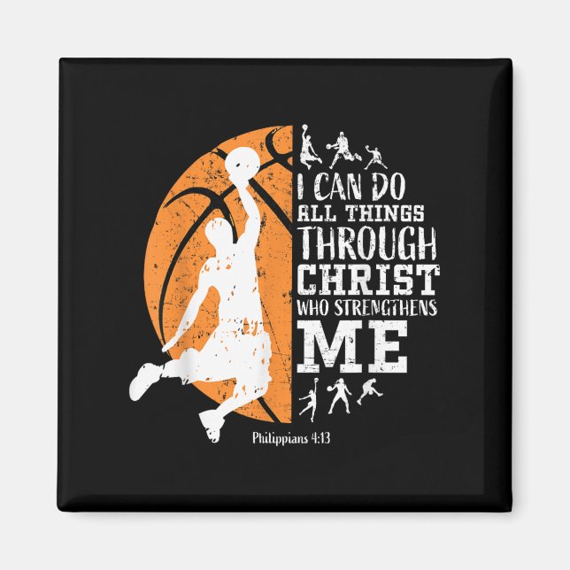 Christian Basketball I Can Do All Things Through C Magnet (Framsidan)