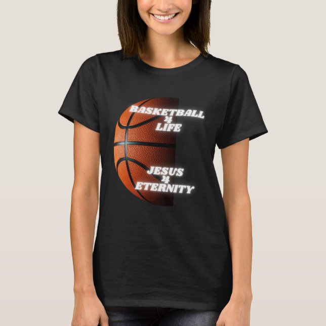 Christian Basketball Kids Athlete Religious Jesus  T Shirt (Framsida)