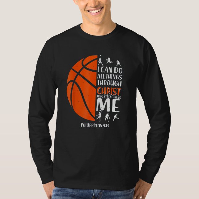 Christian Basketball  Men Boys Kids Religious T Shirt (Framsida)