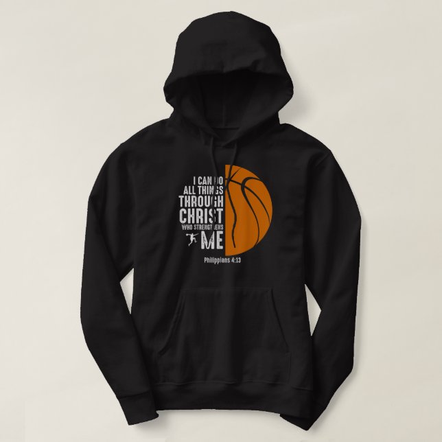 Christian Basketball Religiösa inspirational Baske Hoodie (Design framsida)