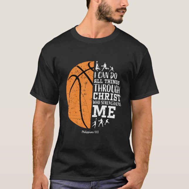 Christian Basketball Shirt I kan göra allt Sak Phi T Shirt (Framsida)