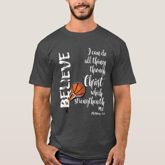 Christian Basketball w/I kan göra sak Verse T Shirt (Framsida)