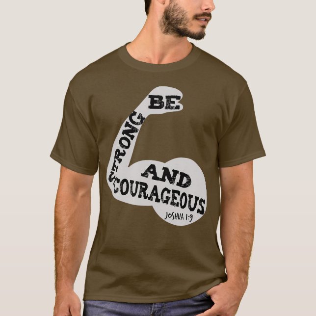 Christian Be Strong mod Joshua Bible T Shirt (Framsida)
