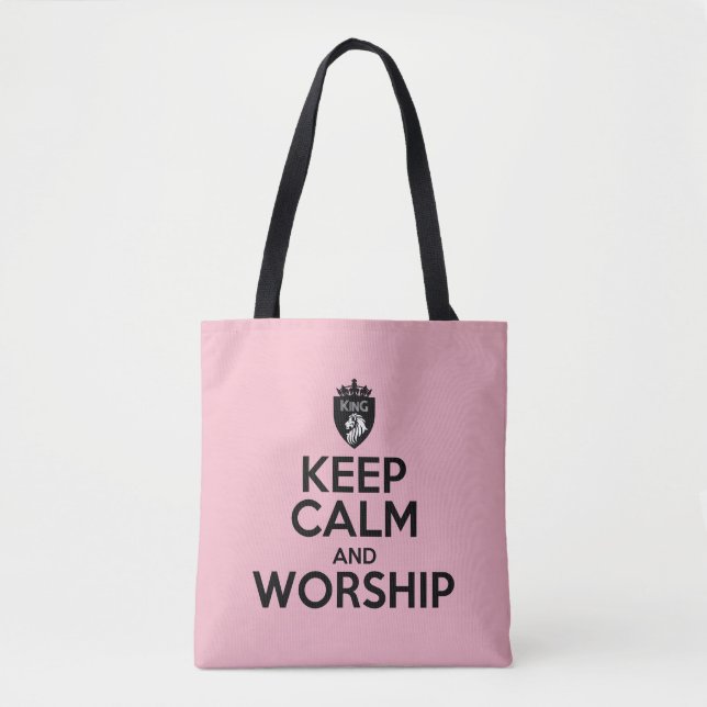 Christian BEHÅLLA LUGN AND WORSHSHIP Tote Bag Tygkasse (Framsida)