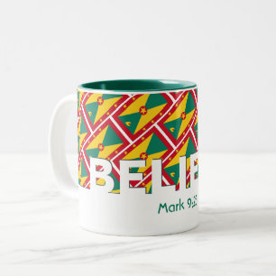 Christian BELIEVE Mark 9:23 GRENADA FLAGGA Anpassn Två-Tonad Mugg