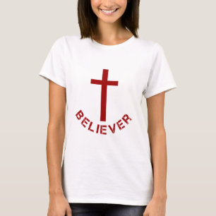 Christian Believer Red Kor och Text Design Tröja