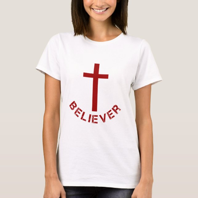Christian Believer Red Kor och Text Design Tröja (Framsida)