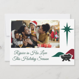 Christian Bethlehem Star and Manger Side Accent Julkort