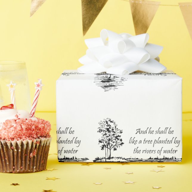 Christian Bible Encouraging Scripture Psalm 1:3  Presentpapper (Födelsedagsfest)