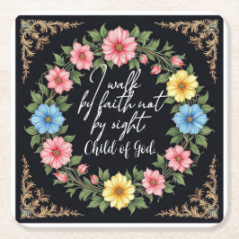 Christian Bible-Inspired Floral Underlägg Papper Kvadrat