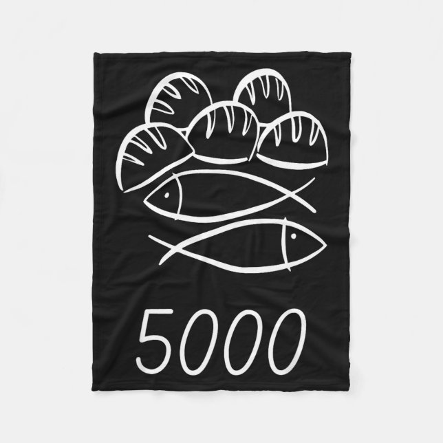 Christian Bible Jesus 2 Fishes 5 Breads Feed 5000  Fleecefilt (Framsidan)