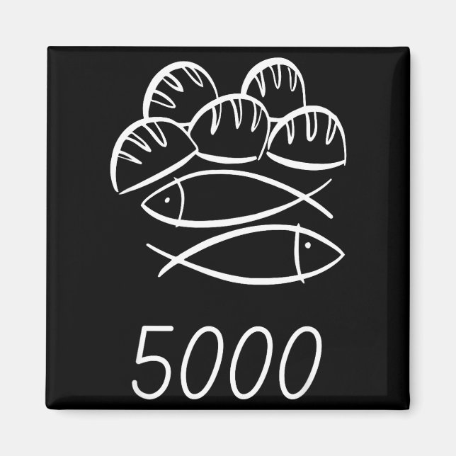 Christian Bible Jesus 2 Fishes 5 Breads Feed 5000  Magnet (Framsidan)