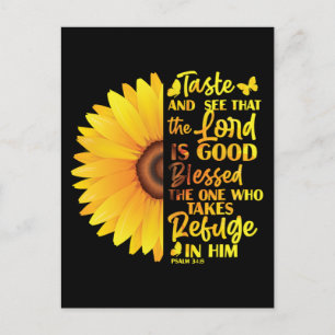 Christian Bible Psalm 34:8 Solrosblomma Helg Vykort