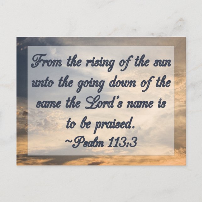 Christian Bible Scripture inspiration Psalm 113:3 Vykort (Framsida)