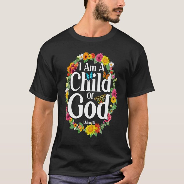 Christian Bible Verse 1 John 31 Flower Butterfly   T Shirt (Framsida)