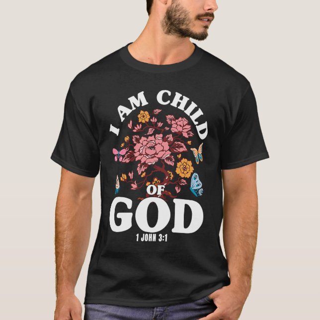 Christian Bible Verse 1 John 31 Flower Butterfly T Shirt (Framsida)