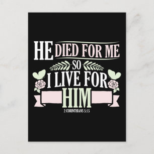 Christian Bible Verse 2 Corinthians 5:15 Helg Vykort