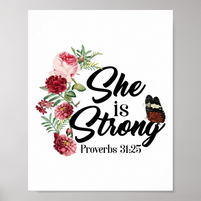 Christian Bible Verse är starka ordspråk 31:25 Poster (Framsidan)