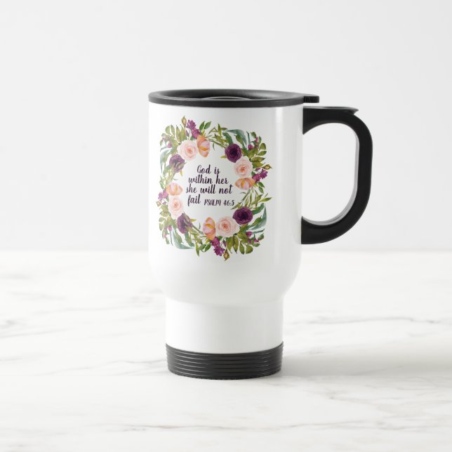 Christian Bible Verse Burgundy Rosa Blommigt Resemugg (Höger)